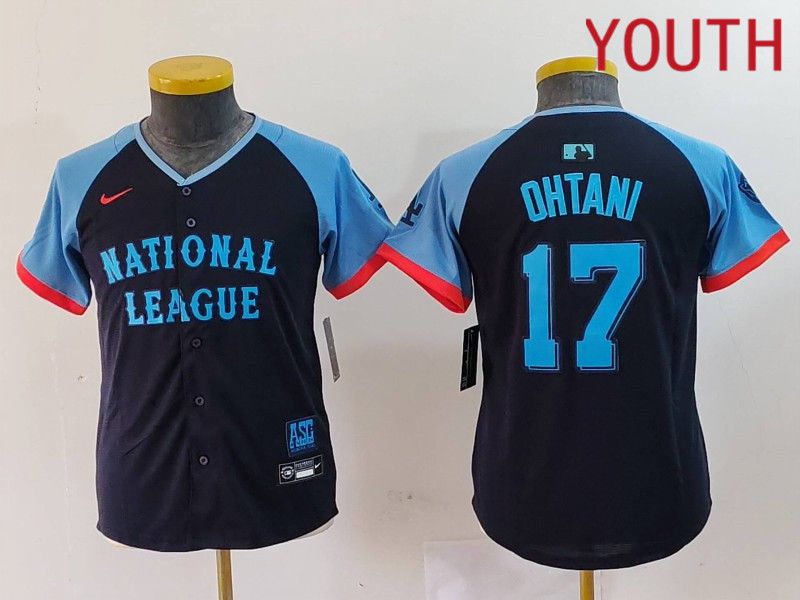 Youth Los Angeles Dodgers 17 Ohtani Blue All star 2024 Nike MLB Jersey style 1